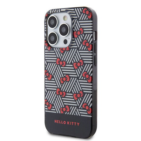 Hello Kitty Hello Kitty iPhone 15 Pro Max TPU Back Cover hoesje - Bow Pattern - Stripes - Zwart Hello Kitty Hello Kitty iPhone 15 Pro Max TPU Back Cover hoesje - Bow Pattern - Stripes - Zwart