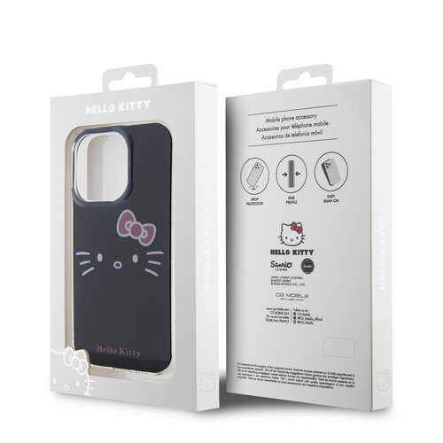 Hello Kitty Hello Kitty iPhone 15 Pro Max TPU Back Cover - Kitty Face - Black