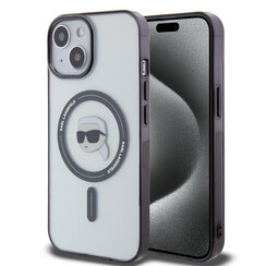 Karl Lagerfeld iPhone 15 & 14 Plus Hardcase-Ruckseite - Magsafe compatible - Karl's Head - Transparent