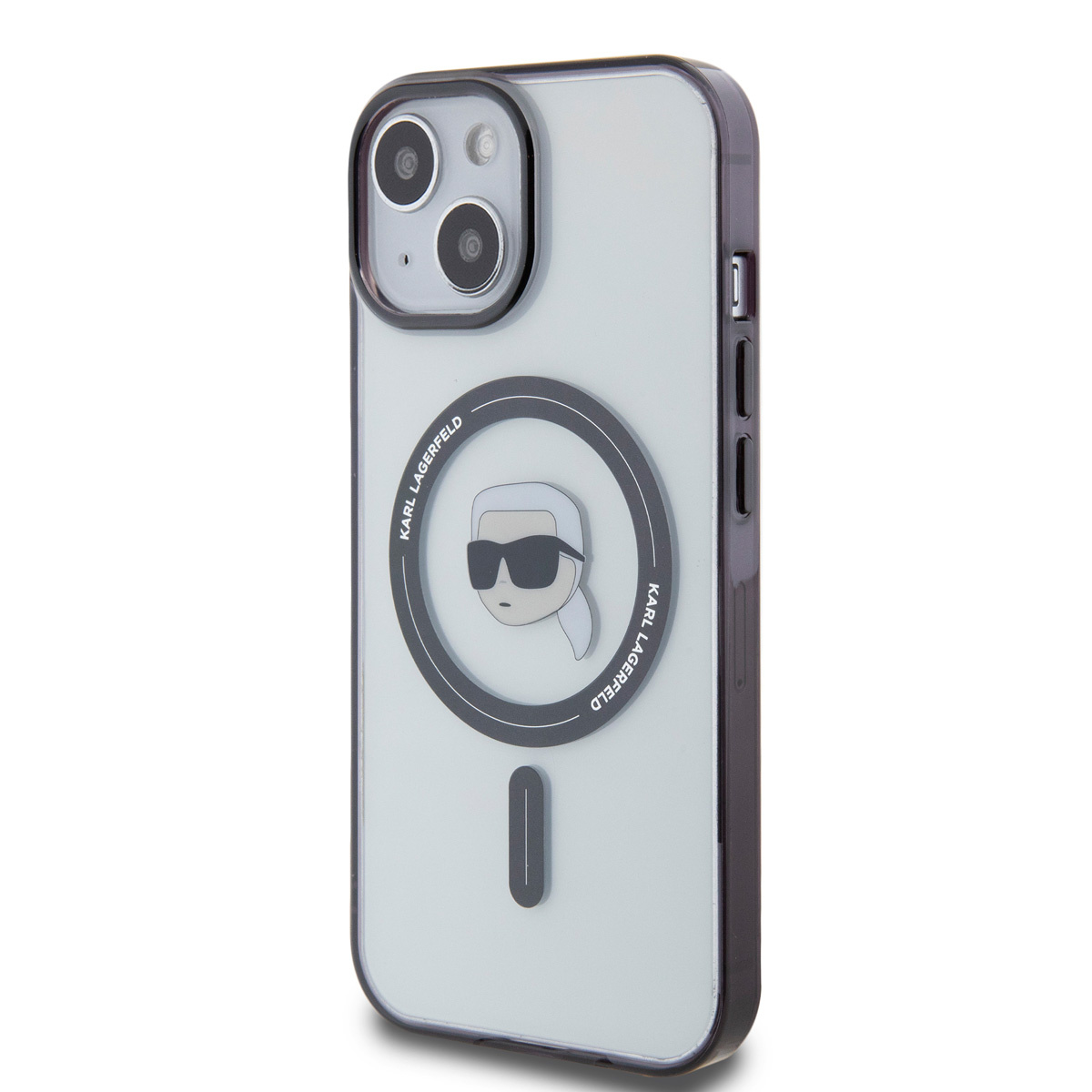 Karl Lagerfeld Karl Lagerfeld iPhone 15 & 14 Plus Hardcase hoesje - Magsafe compatible - Karl's Head - Transparant, foto 2 van 6