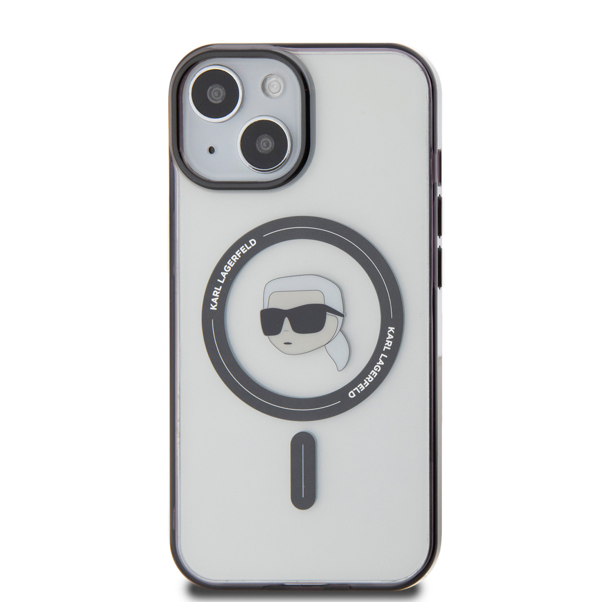 Karl Lagerfeld Karl Lagerfeld iPhone 15 & 14 Plus Hardcase hoesje - Magsafe compatible - Karl's Head - Transparant, foto 3 van 6