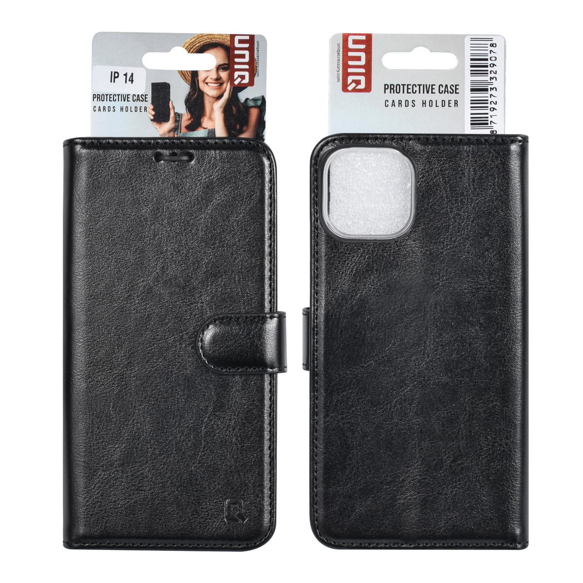 UNIQ Accessory UNIQ Accessory iPhone 14 & 13 Book Case hoesje - Pasjeshouder voor 3 pasjes - Magneetsluiting - Hanger - Zwart, foto 5 van 6
