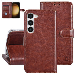 UNIQ Accessory Étui pour Samsung Galaxy S23 - Porte-cartes pour 3 cartes - Fermeture magnétique -Marron