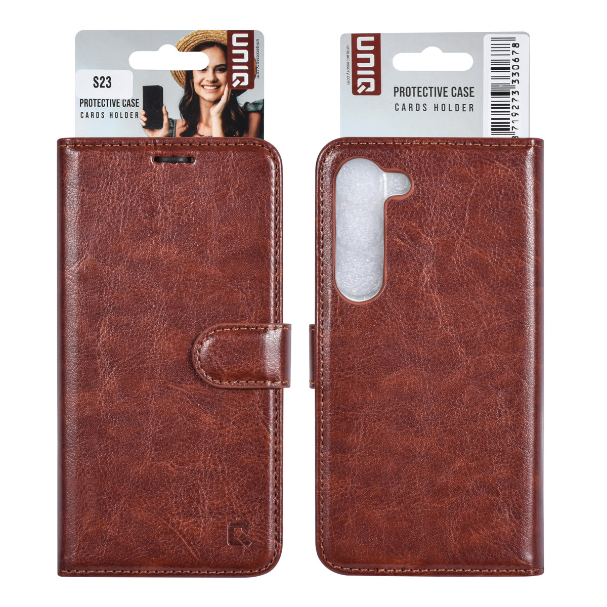 UNIQ Accessory UNIQ Accessory Galaxy S23 Book Case hoesje - Pasjeshouder voor 3 pasjes - Hanger - Bruin, foto 5 van 5