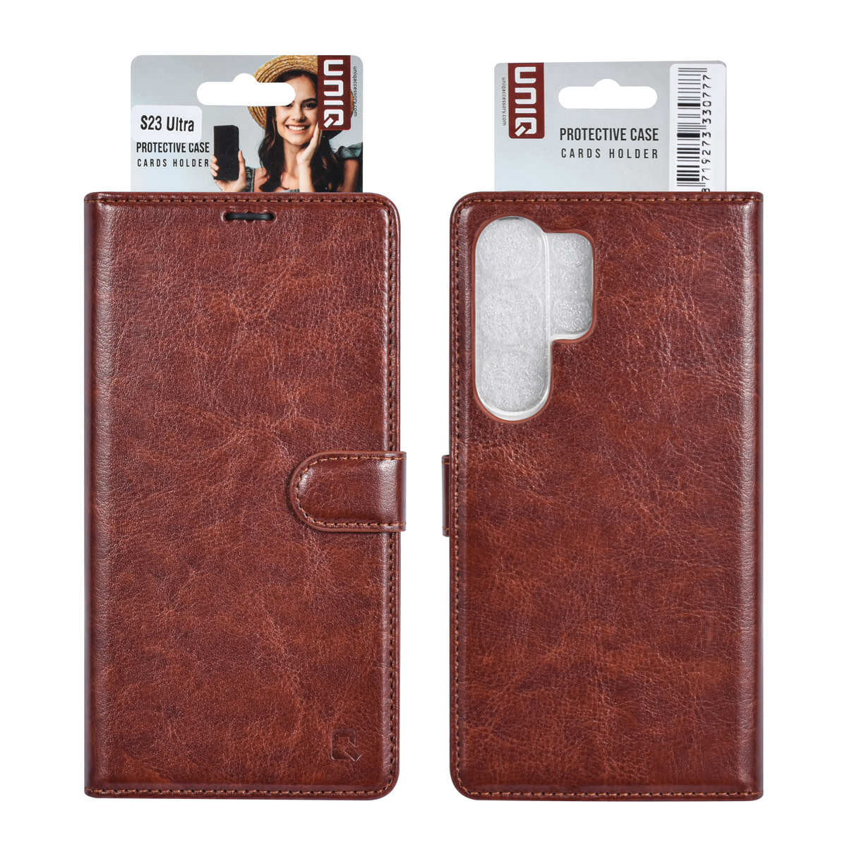 UNIQ Accessory UNIQ Accessory Galaxy S23 Ultra Book Case hoesje - Pasjeshouder voor 3 pasjes - Hanger - Bruin, foto 5 van 5