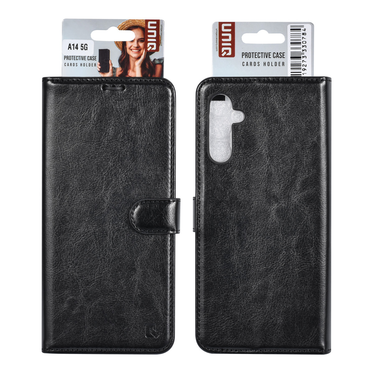 UNIQ Accessory UNIQ Accessory Galaxy A14 5G Book Case hoesje - Pasjeshouder voor 3 pasjes - Hanger - Zwart, foto 5 van 5