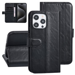 UNIQ Accessory iPhone 15 Pro Max Book type case - Card holder for 3 cards - Magnetic closure - Black