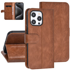 UNIQ Accessory iPhone 15 Pro Max Book type case - Card holder for 3 cards - Magnetic closure - Light Brown