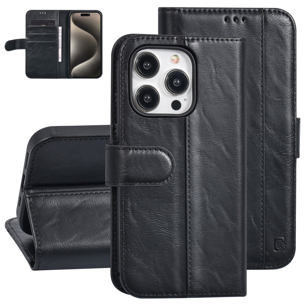 UNIQ Accessory UNIQ Accessory Étui Book Case pour iPhone 15 Pro - Porte-cartes pour 3 cartes - Fermeture magnétique - Noir UNIQ Accessory UNIQ Accessory Étui Book Case pour iPhone 15 Pro - Porte-cartes pour 3 cartes - Fermeture magnétique - Noir