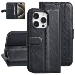 UNIQ Accessory Étui Book Case pour iPhone 15 Pro - Porte-cartes pour 3 cartes - Fermeture magnétique - Noir