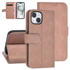 UNIQ Accessory iPhone 15 Pro Book Case hoesje - Pasjeshouder voor 3 pasjes - Magneetsluiting - Rose Gold