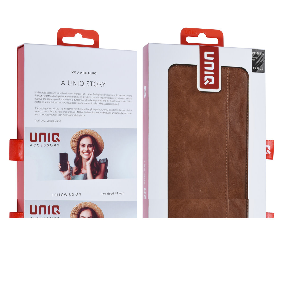 UNIQ Accessory UNIQ Accessory iPhone 15 & 14 Plus Book Case hoesje - Pasjeshouder voor 3 pasjes - Magneetsluiting - LichtBruin, foto 5 van 5