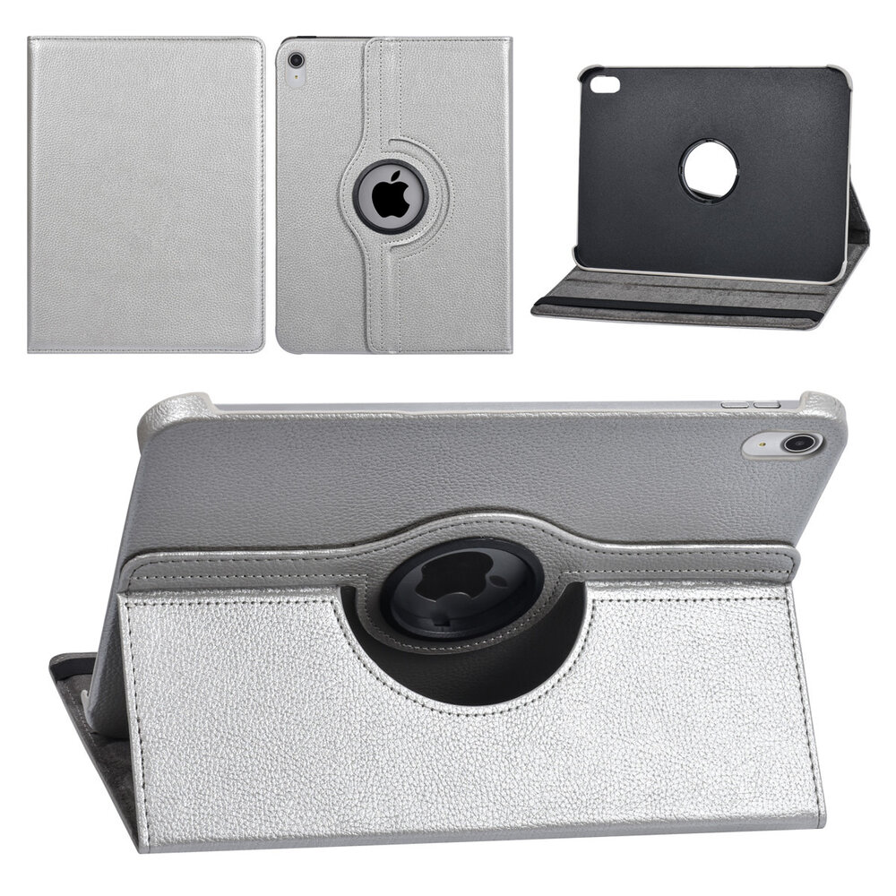 Apple iPad 10.9 (2022) Book Case Tablet hoesje - 360 Graden Draaibaar - Zilver Apple iPad 10.9 (2022) Book Case Tablet hoesje - 360 Graden Draaibaar - Zilver