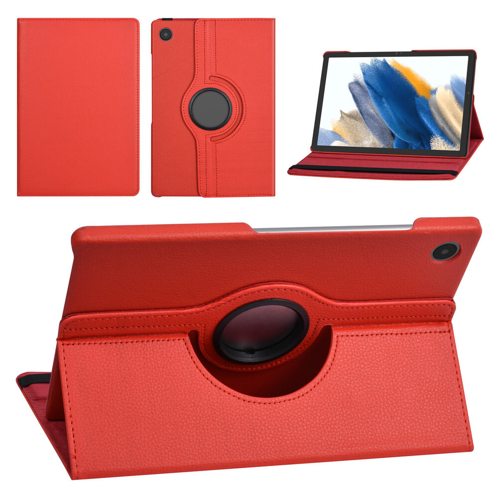 Samsung Tab A8 10.5 2022 Bücherregal Tablet-Hülle - 360 Graden Draaibaar - Rot Samsung Tab A8 10.5 2022 Bücherregal Tablet-Hülle - 360 Graden Draaibaar - Rot