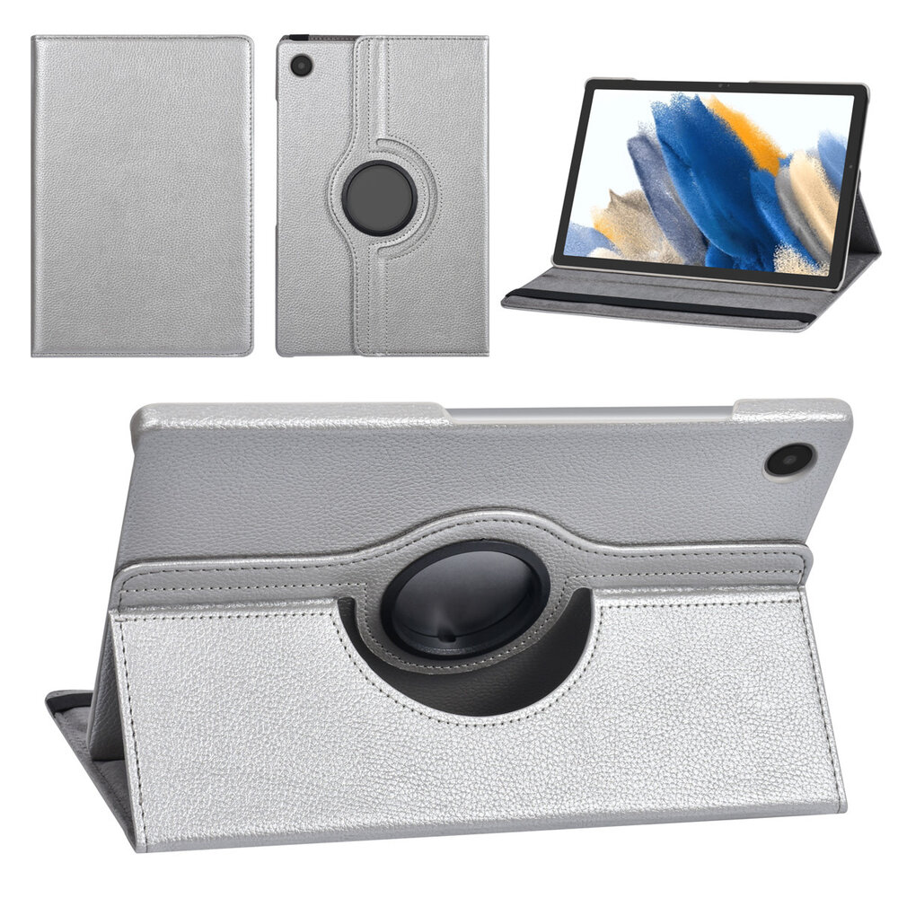 Samsung Tab A8 10.5 2022 Book Case Tablet hoesje - 360 Graden Draaibaar - Zilver Samsung Tab A8 10.5 2022 Book Case Tablet hoesje - 360 Graden Draaibaar - Zilver