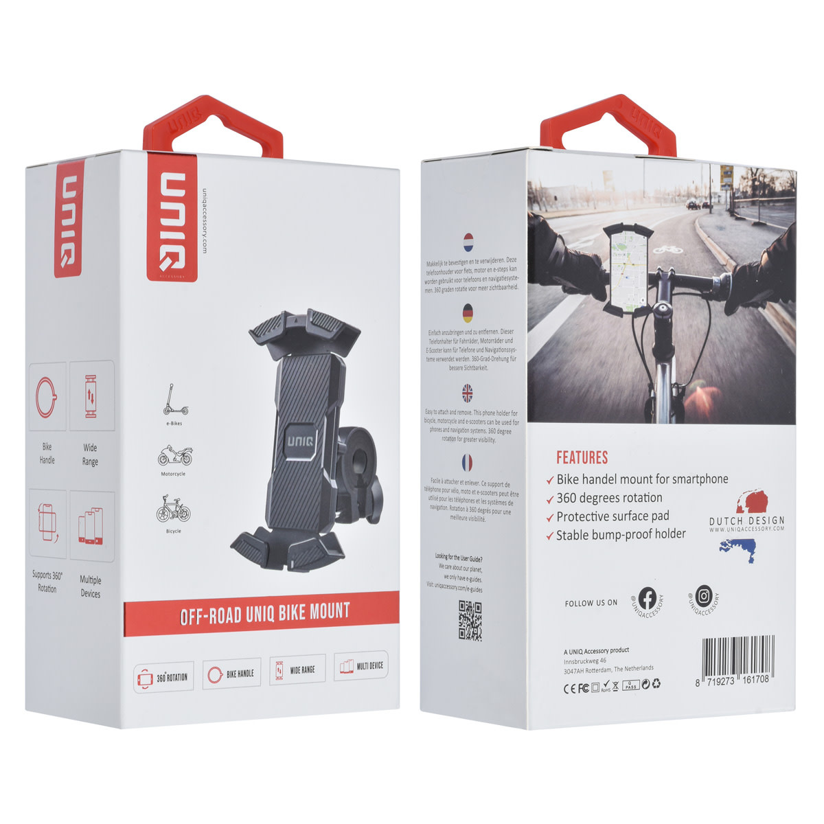 UNIQ Accessory UNIQ Accessory Schokbestendige Fietshouder - 360 graden draaibaar - Zwart, foto 4 van 4