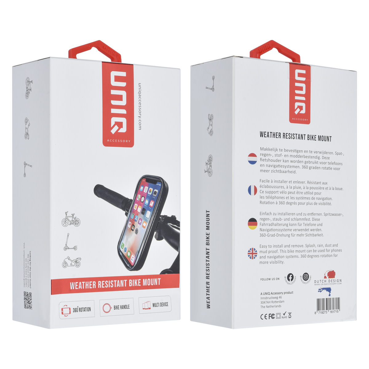 UNIQ Accessory UNIQ Accessory Weerbestendige Fietshouder - 360 graden draaibaar - Zwart, foto 5 van 5