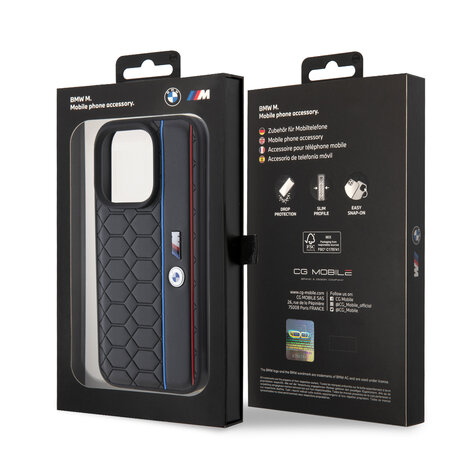 BMW BMW iPhone 15 Pro Hardcase - Hexo Pattern - Black BMW BMW iPhone 15 Pro Hardcase - Hexo Pattern - Black