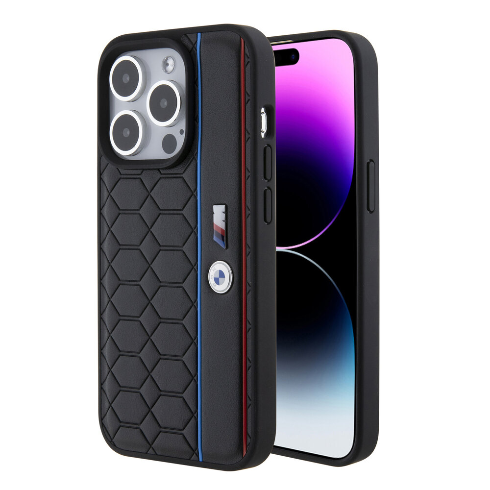 BMW BMW iPhone 15 Pro Hardcase hoesje - Hexo Pattern - Zwart BMW BMW iPhone 15 Pro Hardcase hoesje - Hexo Pattern - Zwart