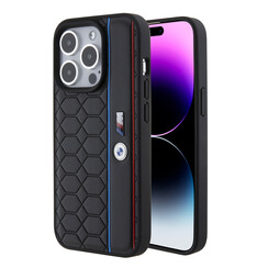 BMW Coque arrière en iPhone 15 Pro - Hexo Pattern - Noir