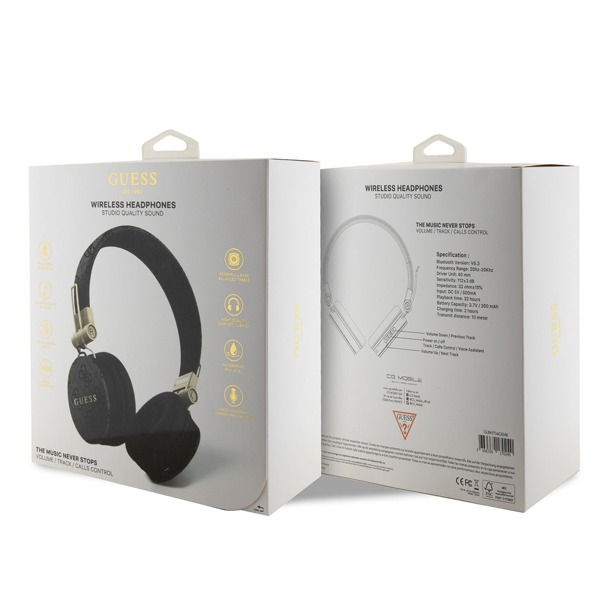 Guess Guess Bluetooth Headphones - 4G with Round Shape - Grijs, foto 3 van 4