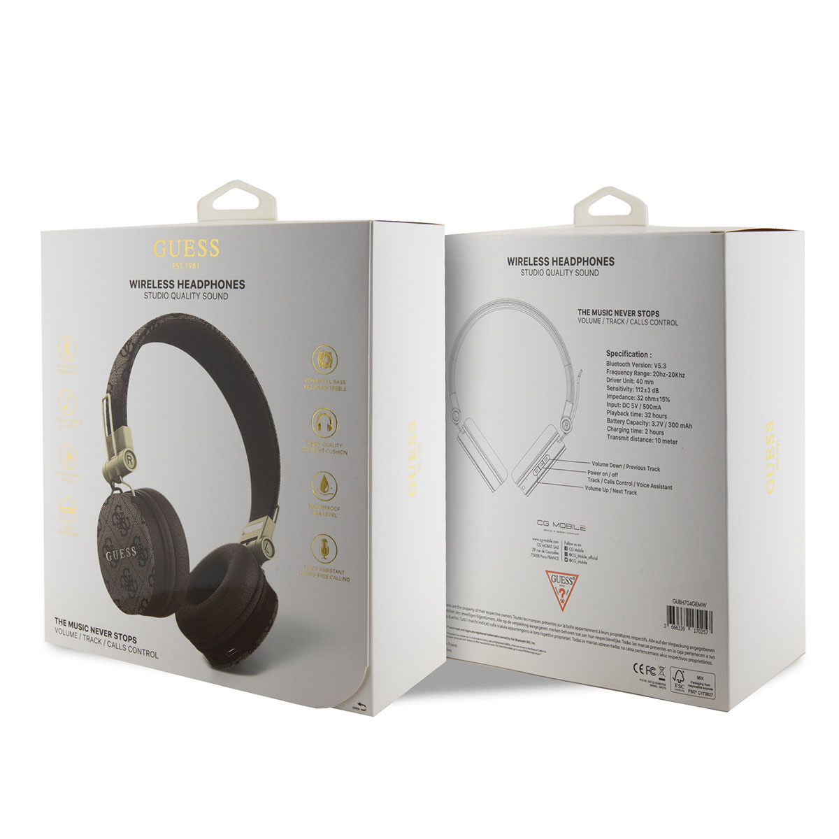 Guess Guess Bluetooth Headphones - 4G with Round Shape - Bruin, foto 4 van 4