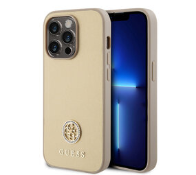 Guess Guess iPhone 15 Pro Max Hardcase - Metal Logo Strass - Gold Guess Guess iPhone 15 Pro Max Hardcase - Metal Logo Strass - Gold
