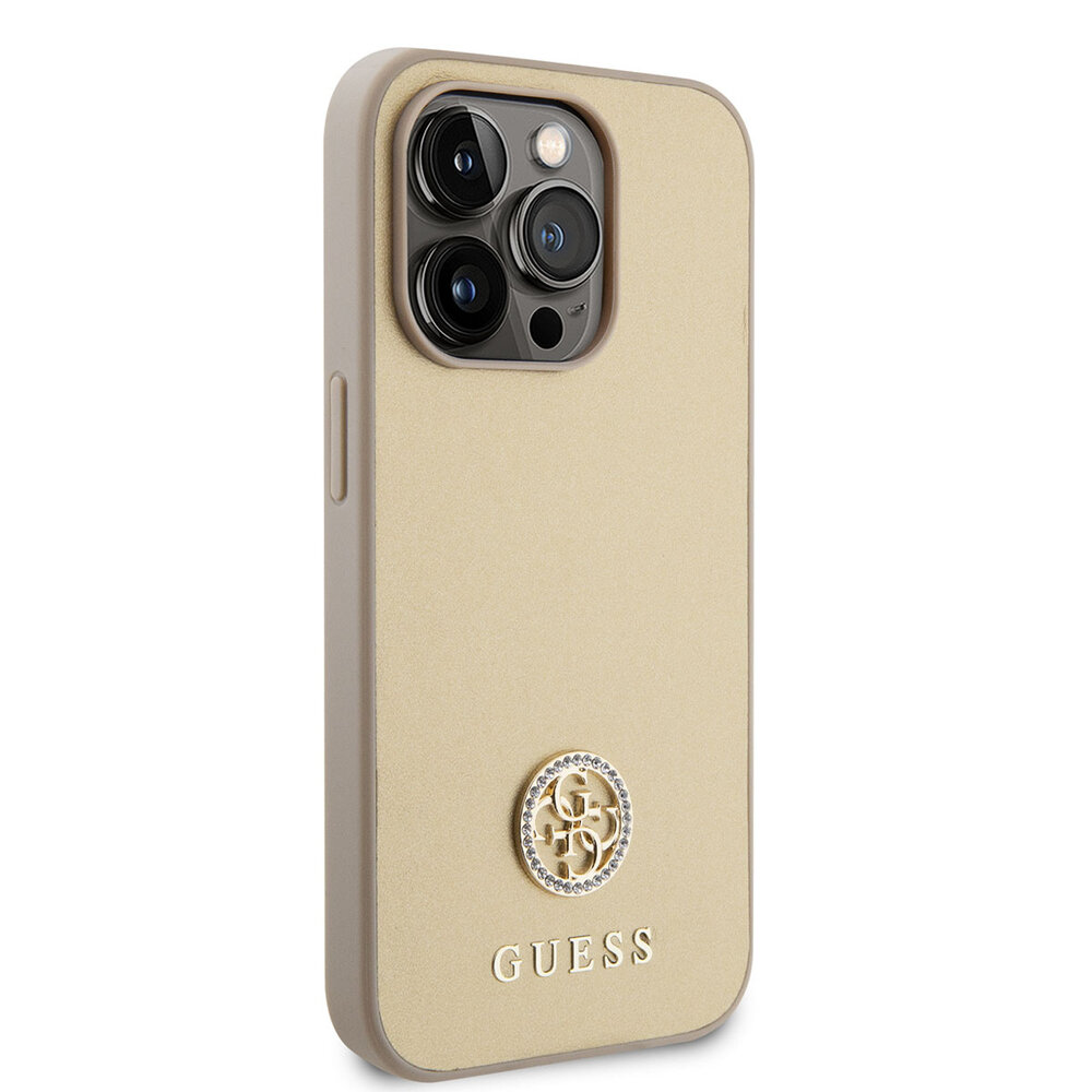 Guess Guess iPhone 15 Pro Max Hardcase-Rückseite - Metal Logo Strass - Gold Guess Guess iPhone 15 Pro Max Hardcase-Rückseite - Metal Logo Strass - Gold