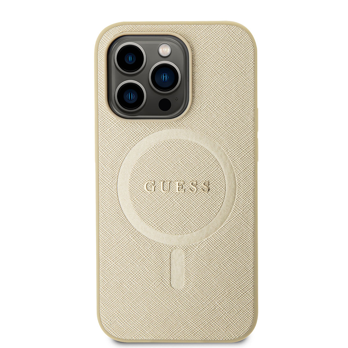 Guess Guess iPhone 14 Pro Hardcase Backcover Saffiano - Beige, foto 3 van 6