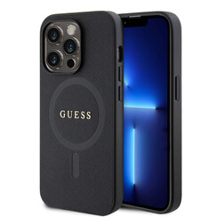 Guess iPhone 15 Pro Coque arrière rigide Saffiano - Noir