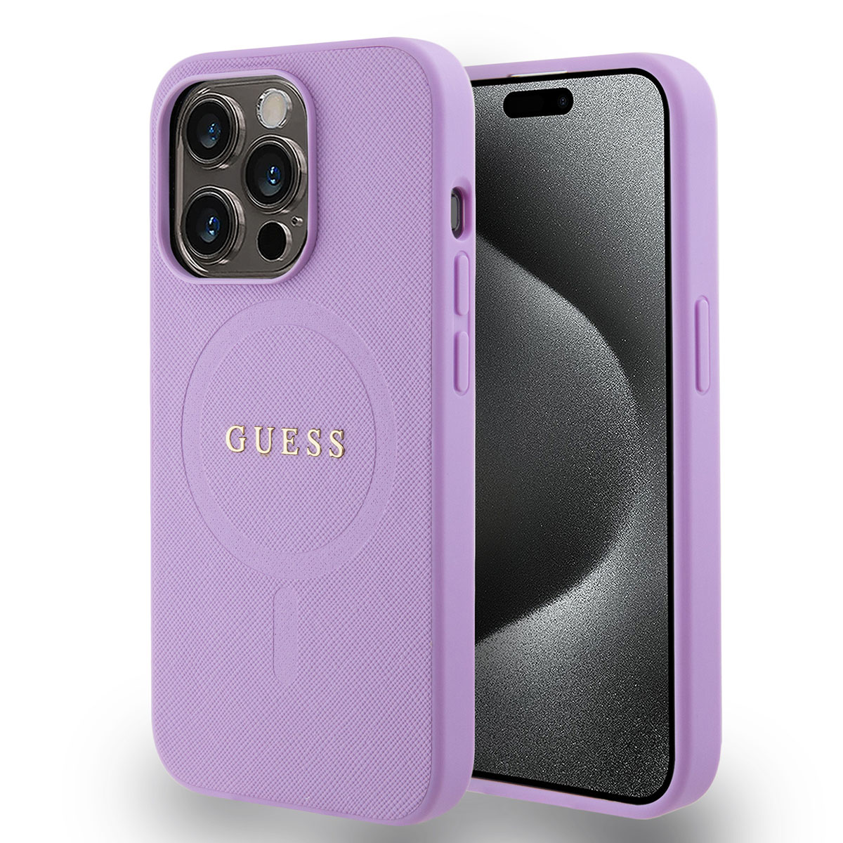 Guess Guess iPhone 15 Pro Hardcase Backcover Saffiano - Paars