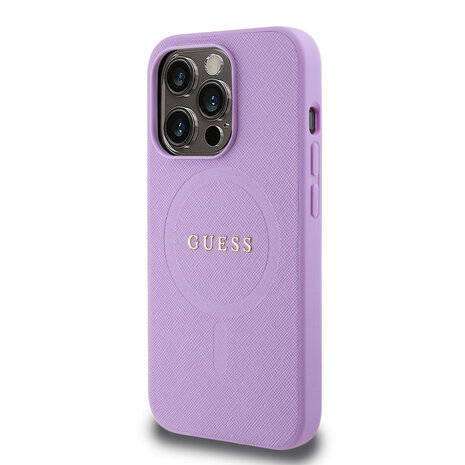 Guess Guess iPhone 15 Pro Hardcase - Saffiano - Purple Guess Guess iPhone 15 Pro Hardcase - Saffiano - Purple