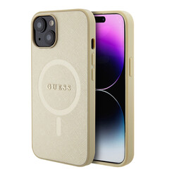 Guess iPhone 15 & 14 Plus Hardcase - Saffiano - Beige