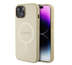 Guess Guess iPhone 15 Hardcase-Rückseite - Saffiano - Beige Guess Guess iPhone 15 Hardcase-Rückseite - Saffiano - Beige