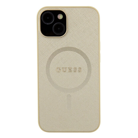 Guess Guess iPhone 15 Hardcase - Saffiano - Beige Guess Guess iPhone 15 Hardcase - Saffiano - Beige