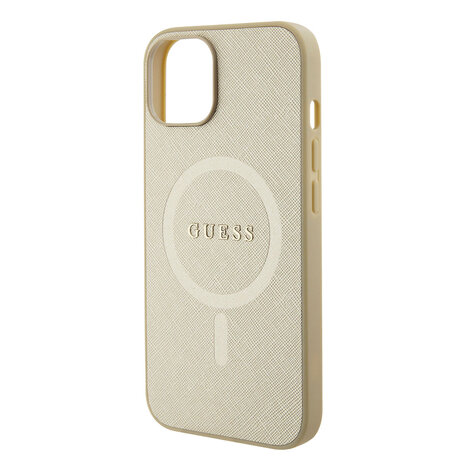 Guess Guess iPhone 15 Hardcase-Rückseite - Saffiano - Beige Guess Guess iPhone 15 Hardcase-Rückseite - Saffiano - Beige