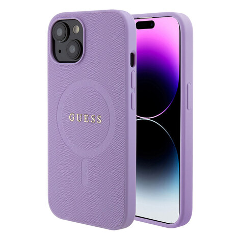 Guess Guess iPhone 15 Hardcase - Saffiano - Purple Guess Guess iPhone 15 Hardcase - Saffiano - Purple