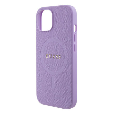 Guess Guess iPhone 15 Coque arrière rigide Saffiano - Violet Guess Guess iPhone 15 Coque arrière rigide Saffiano - Violet