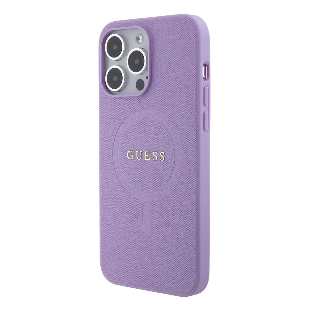 Guess Guess iPhone 15 Pro Max Coque arrière rigide Saffiano - Violet Guess Guess iPhone 15 Pro Max Coque arrière rigide Saffiano - Violet