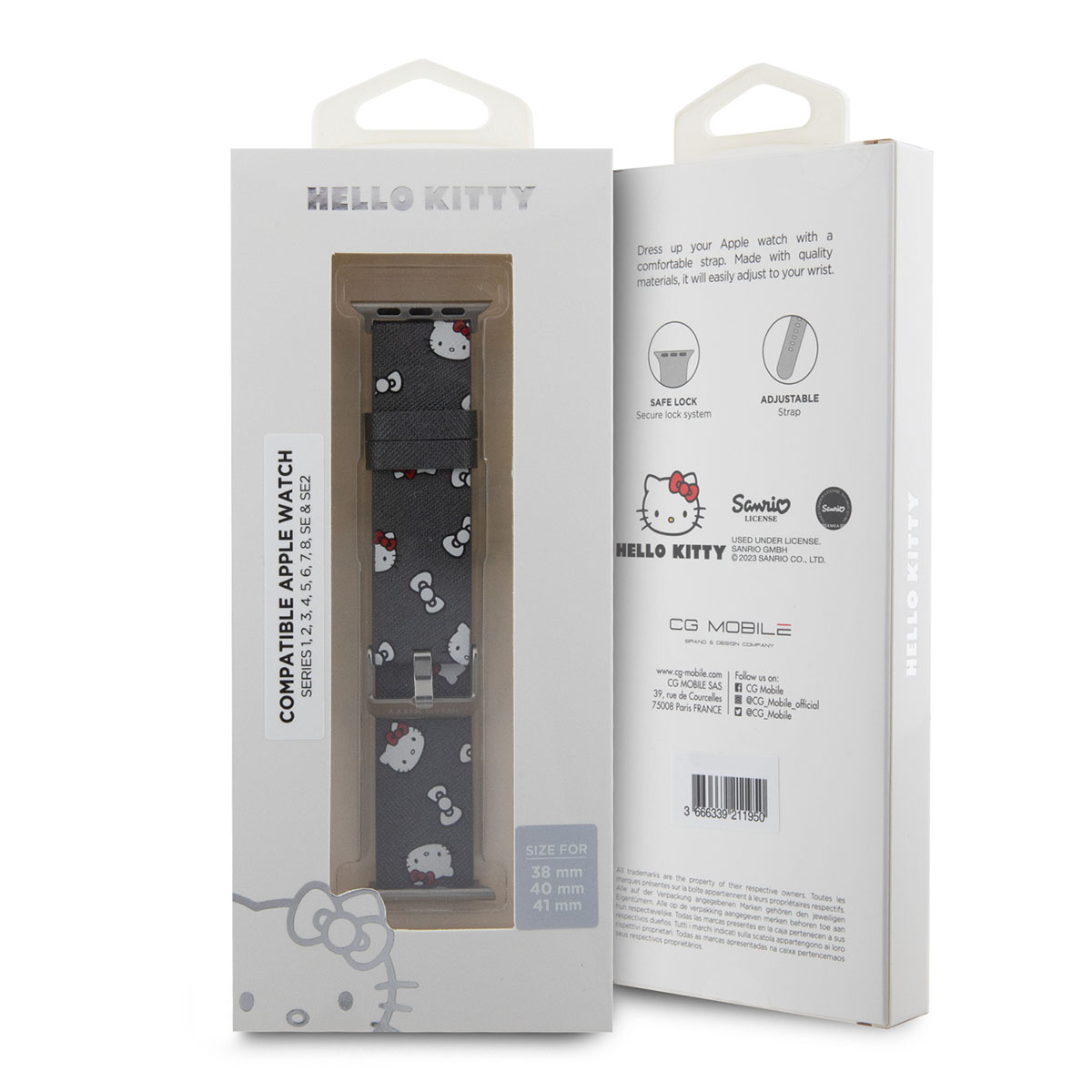 Hello Kitty Hello Kitty Apple Watch Straps Heads and bows pettern - Zilver, foto 4 van 4