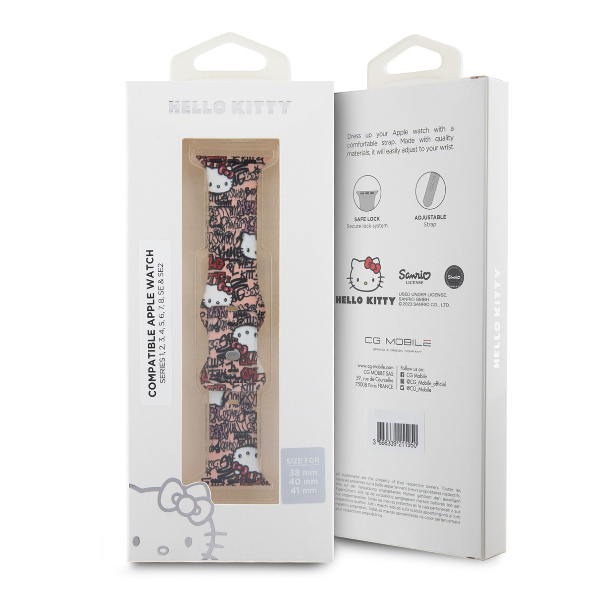 Hello Kitty Hello Kitty Apple Watch Straps Tags Graffiti - Pink, foto 5 van 5