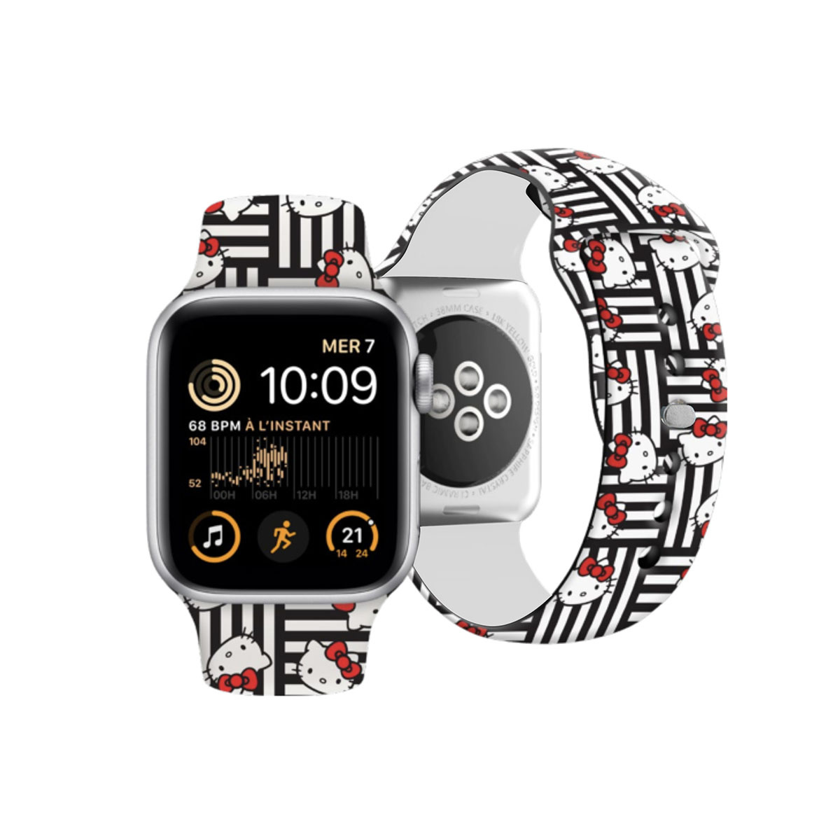 Hello Kitty Hello Kitty Apple Watch Straps Heads and bows pettern - Black, foto 4 van 5