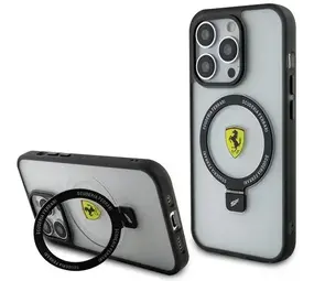 Ferrari Ferrari iPhone 15 & 14 Plus Hardcase Backcover Ring Stand - Zwart Ferrari Ferrari iPhone 15 & 14 Plus Hardcase Backcover Ring Stand - Zwart