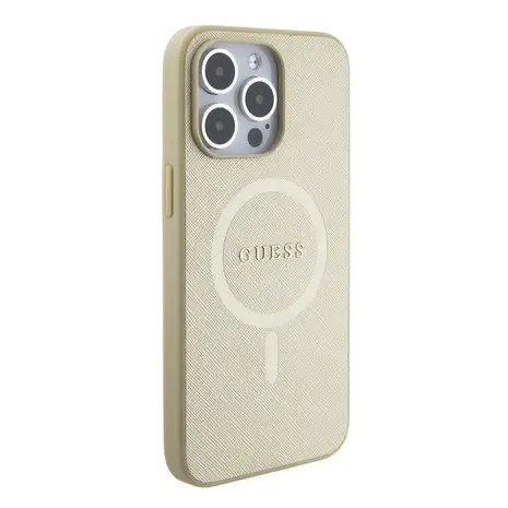 Guess Guess iPhone 15 Pro Max Hardcase Backcover Saffiano - Beige Guess Guess iPhone 15 Pro Max Hardcase Backcover Saffiano - Beige
