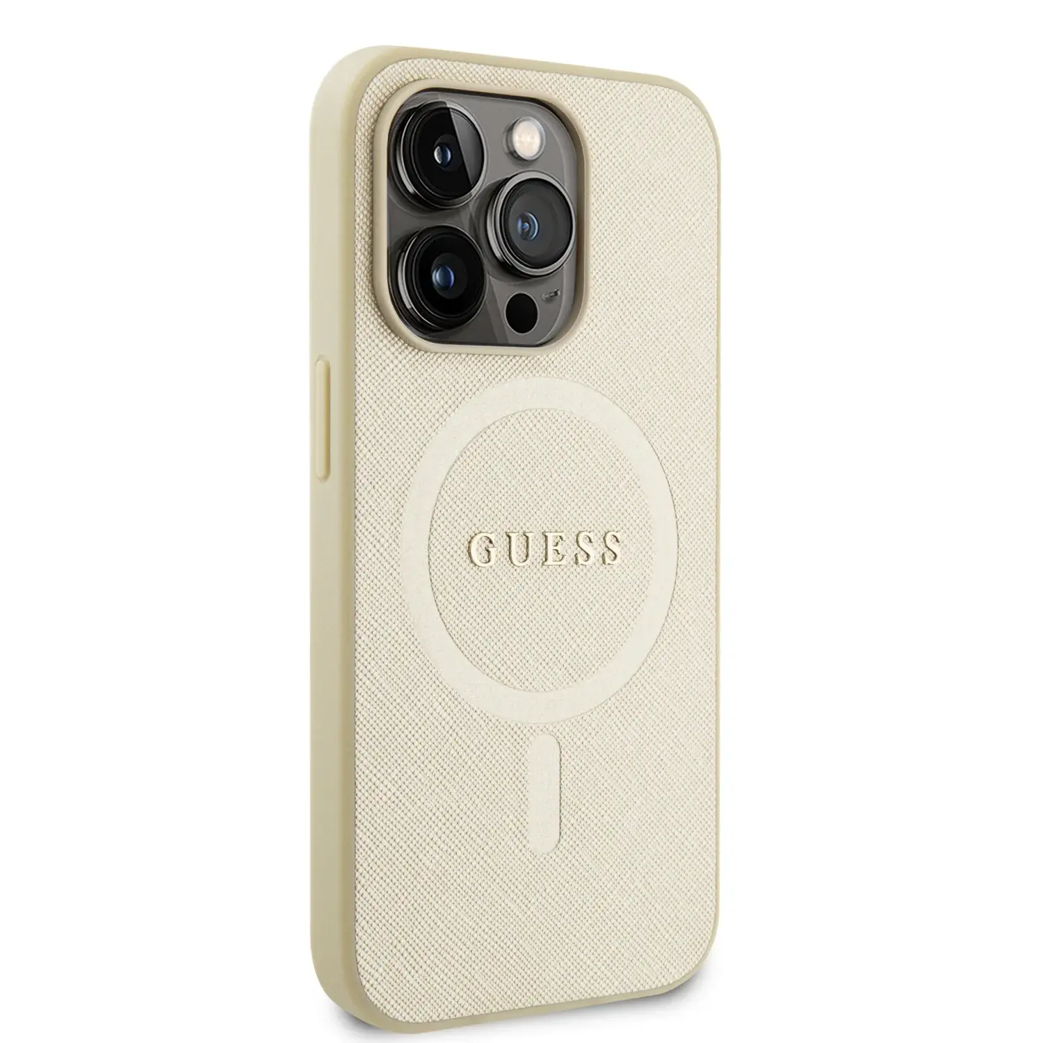Guess Guess iPhone 15 Pro Hardcase Backcover Saffiano - Beige, foto 3 van 3