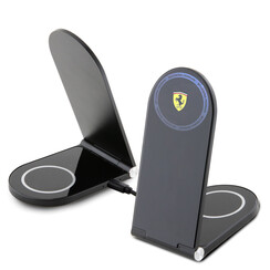 Ferrari Magnetic Folding Desk Charger - Printed Shield - Black
