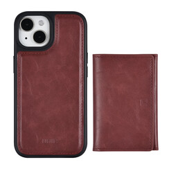 UNIQAccessory iPhone 15 Back cover coque avec porte-carte amovible - Rouge