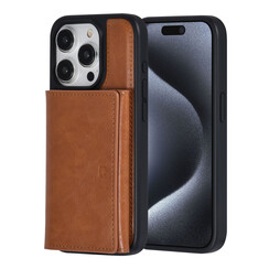 UNIQAccessory iPhone 15 Pro Back cover case - with removable card holder - Light Brown