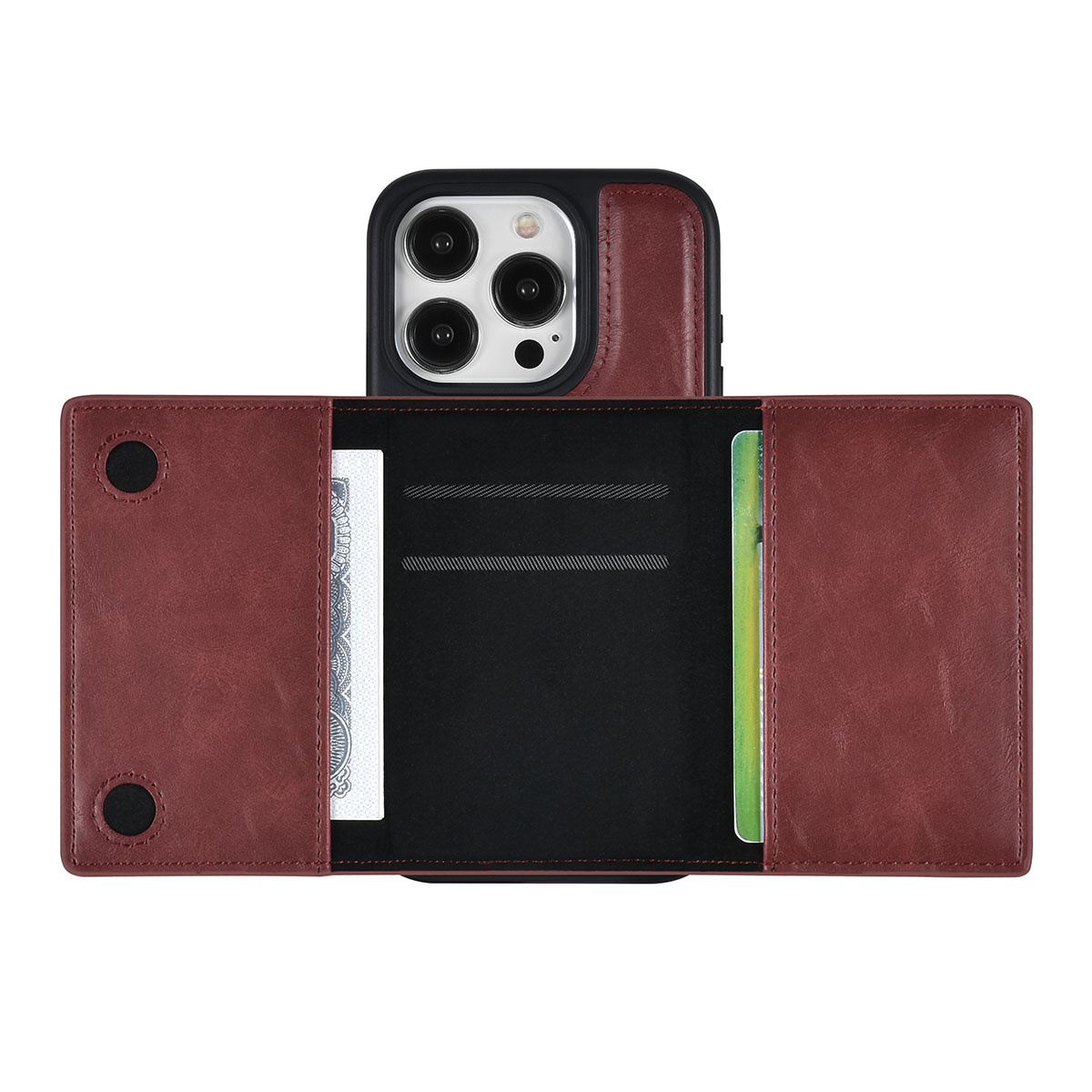 UNIQ Accessory UNIQAccessory iPhone 15 Pro Backcover hoesje met afneembare Pasjeshouder - Rood, foto 3 van 6