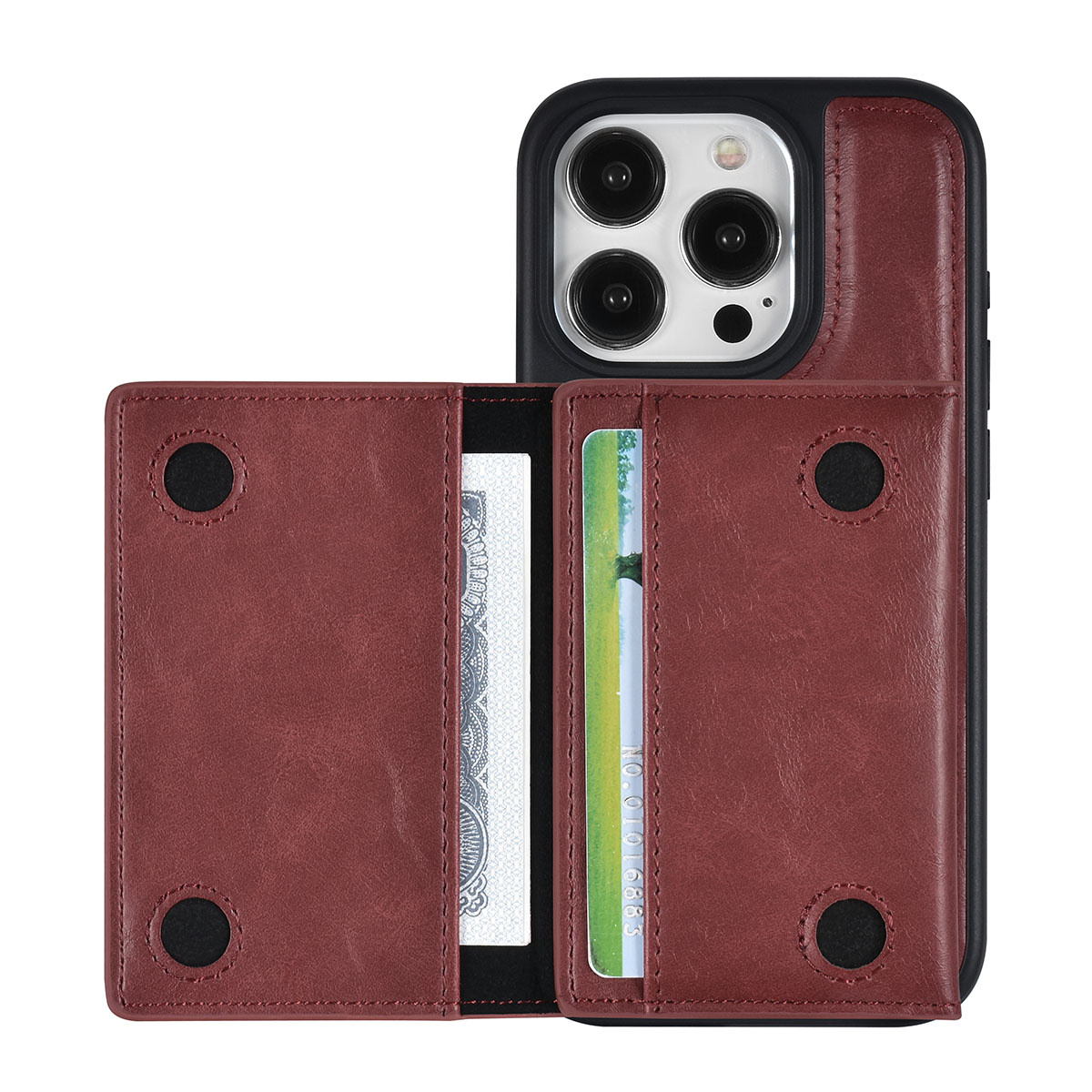 UNIQ Accessory UNIQAccessory iPhone 15 Pro Backcover hoesje met afneembare Pasjeshouder - Rood, foto 4 van 6